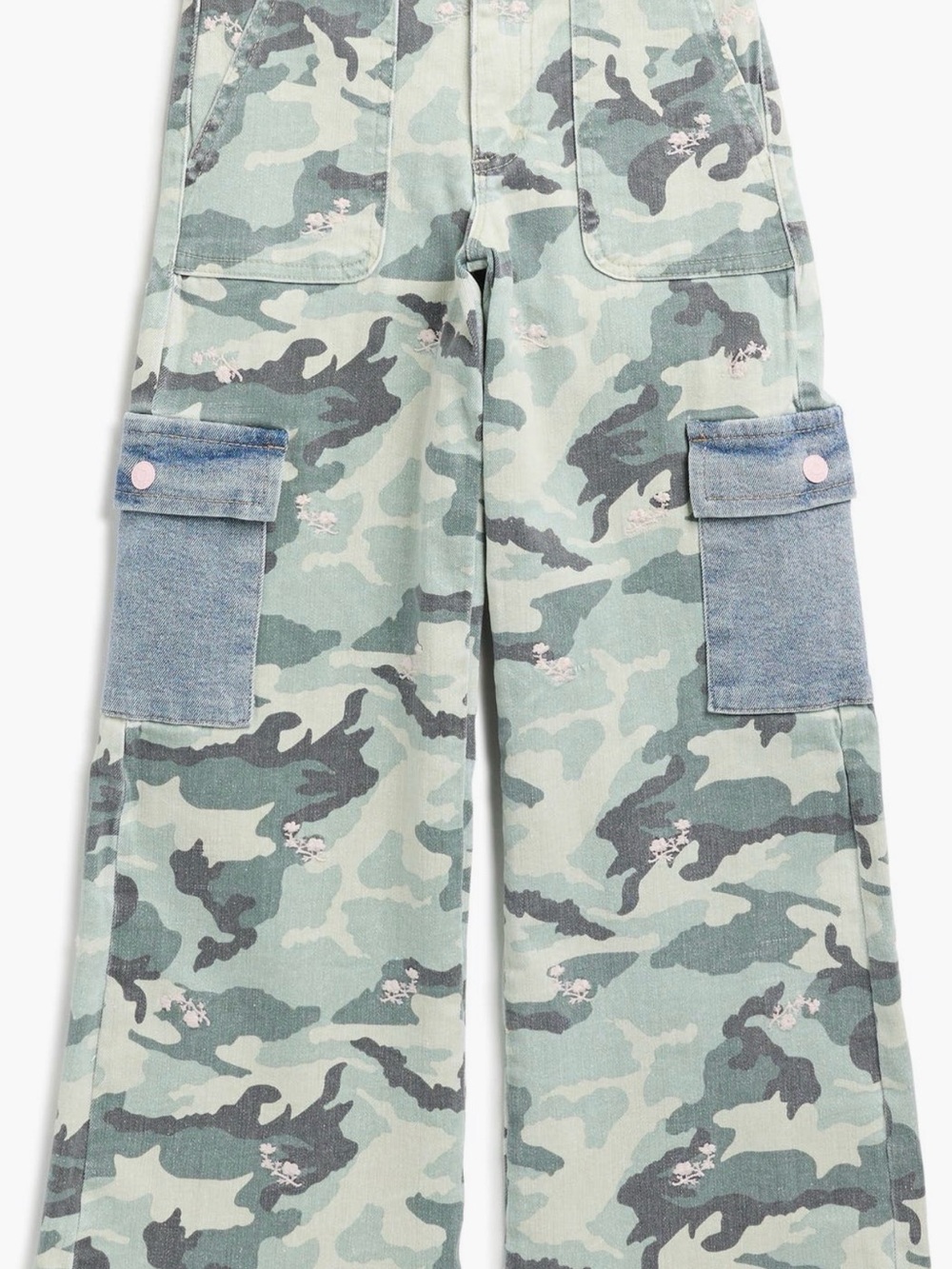 Tractr - Girls Camo Print Wide Leg Cargo Jeans - Size 14